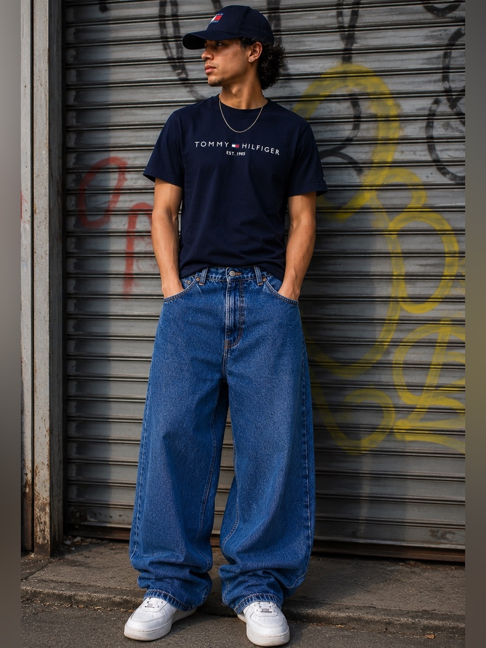 Vintage 90s Tommy Hilfiger Jeans 36x32 Wide Leg Baggy Skater USA Denim